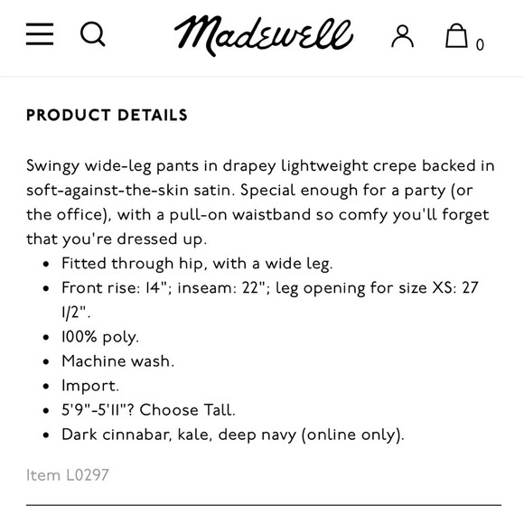 Madewell Huston Pull On Crop Wide Leg High Rise Black Pants Small - Picture 5 of 13